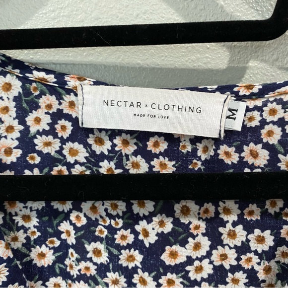 Nectar Clothing Floral Midi Dress Front Slits Blue Medium - Picture 5 of 11